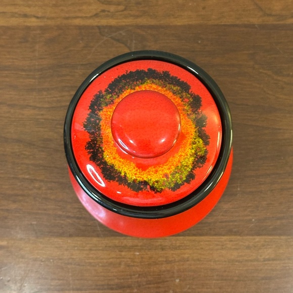 🌟HP🌟VTG 1970s Lava Red Drip Glaze Creamer & Lidded Sugar Bowl Red Clay Pottery - Picture 10 of 13